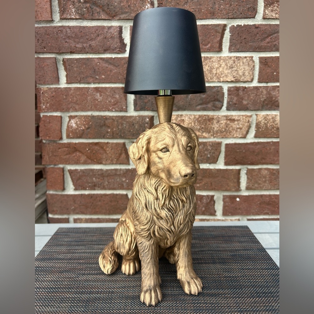 Charming Golden Retriever Lamp, Cordless LED Statue